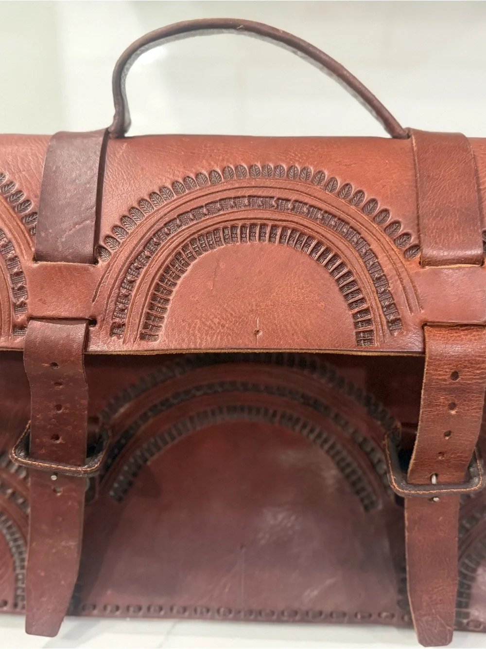 Vintage 70’s Genuine Brown Leather Messenger Bag